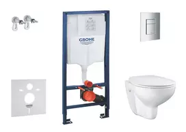 Grohe Solido - Potinkinio bakelio, unitazo ir dangčio komplektas Bau Ceramic, SoftClose, lygi nuleidimo plokštelė, chromuotas SANI15BB1100