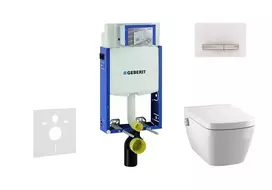 Geberit Kombifix - Pakabinamo tualeto su SIGMA50 mygtuko mygtuku montavimo elementas, Alpine White + Tece One - Dušelio tipo tualetas ir tualeto dangtis, be apvado, SoftClose 110.302.00.5 NT8