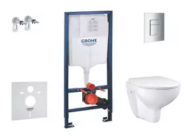 Grohe Solido - Komplektas: Potinkinis rėmas, WC ir plona sėdynė, Bau Ceramic, SoftClose, Lygus nuleidimo mygtukas, chromuotas SANI15BB1101