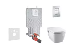 Grohe Uniset - komplektas pakabinamas rėmas, dušo unitazas ir sėdynė Tece, mygtukas Skate Cosmo, be rėmelio, SoftClose, chromas 38643SET-KT