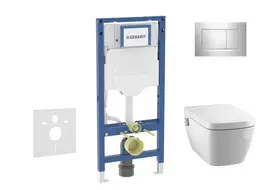 Geberit Duofix - potinkinio modulio komplektas, TECEone WC su švelnaus uždarymo dangčiu ir Sigma30 nuleidimo mygtuku, blizgus chromas / matinis chromas SANI11CT1105