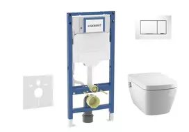 Geberit Duofix - potinkinio modulio komplektas, TECEone WC su švelnaus uždarymo dangčiu ir Sigma30 nuleidimo mygtuku, baltas / blizgus chromas SANI11CT3104