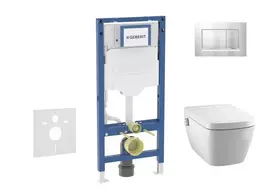 Geberit Duofix - potinkinio modulio komplektas, TECEone WC su švelnaus uždarymo dangčiu ir Sigma30 nuleidimo mygtuku, matinis chromas/chromas SANI11CT2106