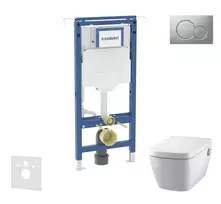 Geberit Duofix - Komplektas: Potinkinis sieninis elementas, Tece One unitazas ir sėdynė, Sigma01 mygtukai, Rimless, SoftClose, matinis chromas SANI11CT2100