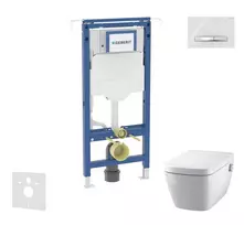 Geberit Duofix - potinkinio elemento komplektas, Tece One unitazas ir dangtis, Sigma50 mygtukai, be rėmelio, švelnus uždarymas, Alpių baltas SANI11CT3106