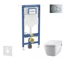 Geberit Duofix potinkinio modulio komplektas, Tece One unitazas ir sėdynė, Sigma01 mygtukai, be rėmelio, švelnus uždarymas, poliruotas chromas SANI11CT1100