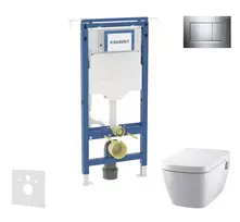 Geberit Duofix - potinkinio elemento komplektas, Tece One unitazas ir dangtis, Sigma30 mygtukai, be rėmelio, švelnus uždarymas, blizgus chromas / matinis chromas SANI11CT1102