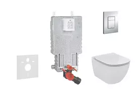 Grohe Uniset - Komplektas: Potinkinis rėmas, unitazas ir sėdynė Ideal Standard, Skate Cosmo mygtukas, Aquablade, SoftClose, chromas 38643SET-KU