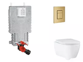 Grohe Uniset - Pakabinamo elemento komplektas, WC su švelnaus uždarymo dangčiu ir Skate Cosmopolitan nuleidimo mygtuku, šukuotas Cool Sunrise SANI15BB4116