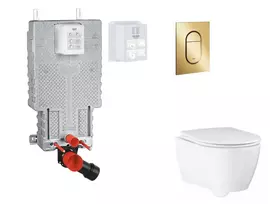 Grohe Uniset - Pakabinamo elemento komplektas, WC su švelnaus uždarymo dangčiu ir Arena Cosmopolitan S nuleidimo mygtuku, Cool Sunrise SANI15BB4120