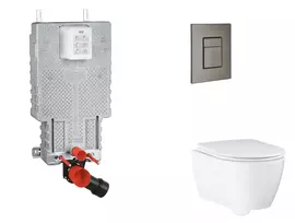 Grohe Uniset - Pakabinamo elemento komplektas, WC su švelnaus uždarymo dangčiu ir Skate Cosmopolitan nuleidimo mygtuku, matinio grafito spalvos SANI15BB5111