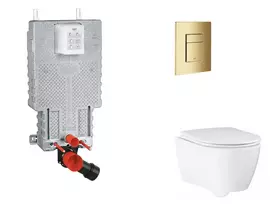 Grohe Uniset - Pakabinamo elemento komplektas, WC su švelnaus uždarymo dangčiu ir Skate Cosmopolitan nuleidimo mygtuku, Cool Sunrise SANI15BB4117