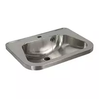 Sanela nerūdijančio plieno praustuvai - Praustuvas su perpildymo anga 560 x 420 mm, su skyle maišytuvui, nerūdijančio plieno SLUN 26