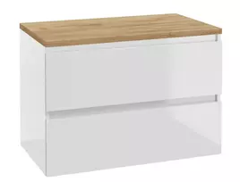 kielle Nefia - Praustuvo spintelė su stalviršiu 80x55x46 cm, blizgi balta/auksinio ąžuolo spalvos 50027S840