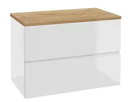 kielle Oudee – praustuvo spintelė su stalviršiu 80x55x46 cm, blizgi balta/auksinio ąžuolo spalvos 50002S830