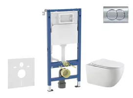 Geberit Duofix potinkinis elementas, Gaia WC su minkšto uždarymo dangčiu ir Delta01 nuleidimo mygtuku, blizgus chromas SANI11CA1136B