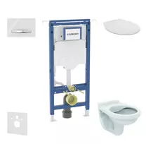 Geberit Duofix potinkinio modulio komplektas, Alpha unitazas su dangčiu ir Sigma50 nuleidimo mygtuku, Alpine White SANI11CD3105