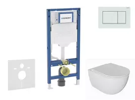 Geberit Duofix - potinkinio modulio komplektas, WC Oudee su švelnaus uždarymo dangčiu ir Sigma30 nuleidimo mygtuku, balta / balta matinė SANI11CA3135B