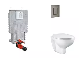 Grohe Uniset - Pakabinamo elemento komplektas, WC su švelnaus uždarymo dangčiu ir Skate Cosmopolitan nuleidimo mygtuku, matinio grafito spalvos SANI15BB5102