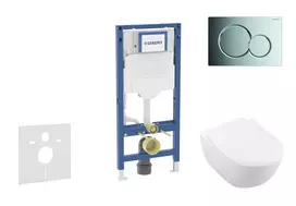 Geberit Duofix potinkinis elementas, Subway 2.0 WC su minkšto uždarymo dangčiu ir Sigma01 nuleidimo mygtuku, blizgus chromas SANI11CK1109