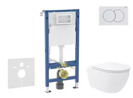 Geberit Duofix potinkinio modulio komplektas, WC Oudee Vortex su minkšto uždarymo dangčiu ir Delta01 nuleidimo mygtuku, Alpine White SANI11CA3190B