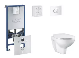 Grohe Rapid SLX - Pakabinamo elemento komplektas, WC su švelnaus uždarymo dangčiu ir Arena Cosmopolitan nuleidimo mygtuku, Alpine White SANI11BB3104