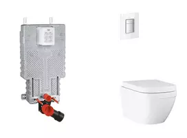 Grohe Uniset - Pakabinamo elemento komplektas, WC su švelnaus uždarymo dangčiu ir Skate Cosmopolitan nuleidimo mygtuku, Triple Vortex, Moon White SANI15BB3107