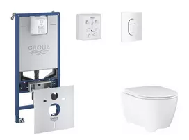 Grohe Rapid SLX - Pakabinamo elemento komplektas, WC su minkšto uždarymo dangčiu ir Arena Cosmopolitan nuleidimo mygtuku, Alpine White SANI11BB3114