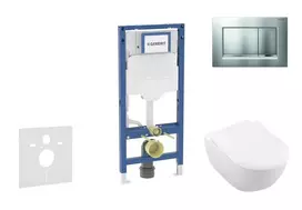Geberit Duofix - potinkinio modulio komplektas, Subway 2.0 WC su švelnaus uždarymo dangčiu ir Sigma30 nuleidimo mygtuku, matinis chromas/chromas SANI11CK2114