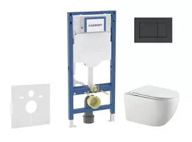 Geberit Duofix potinkinio modulio komplektas, Gaia WC su švelnaus uždarymo dangčiu ir Sigma30 nuleidimo mygtuku, matinė juoda/juoda SANI11CA5106B