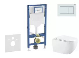 Geberit Duofix - potinkinio modulio komplektas, WC Gaia su švelnaus uždarymo dangčiu ir Sigma30 nuleidimo mygtuku, balta / balta matinė SANI11CA3142B