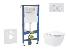 Geberit Duofix potinkinio modulio komplektas, WC Oudee Vortex su minkšto uždarymo dangčiu ir Delta20 nuleidimo mygtuku, Alpių baltas SANI11CA3193B