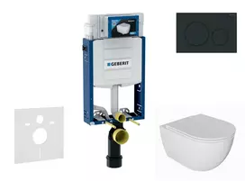 Geberit Kombifix - potinkinio modulio komplektas, WC Oudee su švelnaus uždarymo dangčiu ir Sigma20 nuleidimo mygtuku, juoda matinė/juoda SANI15CA5114