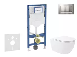 Geberit Duofix - potinkinio modulio komplektas, WC Oudee Vortex su minkšto uždarymo dangčiu ir Sigma30 nuleidimo mygtuku, matinio chromo lakas / chromas SANI11CA1154B