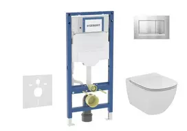 Geberit Duofix potinkinio modulio komplektas, Tesi WC su minkšto uždarymo dangčiu ir Sigma30 nuleidimo mygtuku, matinis chromas/chromas SANI11CD2138