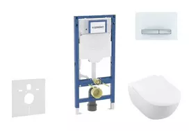 Geberit Duofix - potinkinio modulio komplektas, Subway 2.0 unitazas su švelnaus uždarymo dangčiu ir Sigma50 nuleidimo mygtuku, Alpių baltas SANI11CK3115