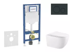 Geberit Duofix - potinkinio modulio komplektas, WC Gaia su švelnaus uždarymo dangčiu ir Sigma20 nuleidimo mygtuku, blizgi juoda / matinė juoda SANI11CA5137B