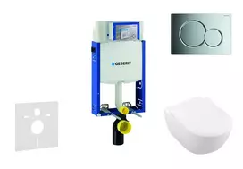 Geberit Kombifix - potinkinis montavimo rinkinys, unitazas su sėdyne Subway 2.0, DirectFlush, SoftClose, CeramicPlus, nuleidimo mygtukas Sigma01, blizgus chromas 110.302.00.5 NI2
