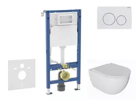 Geberit Duofix potinkinio modulio komplektas, WC Oudee su minkšto uždarymo dangčiu ir Delta20 nuleidimo mygtuku, Alpių baltumo SANI11CA3138B