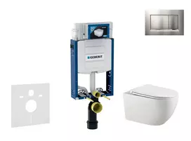 Geberit Kombifix - potinkinio modulio komplektas, Gaia WC su švelnaus uždarymo dangčiu ir Sigma30 nuleidimo mygtuku, matinis chromas/chromas SANI15CA1124