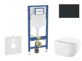 Geberit Duofix - potinkinio modulio komplektas, Gaia WC su švelnaus uždarymo dangčiu ir Sigma20 nuleidimo mygtuku, juoda matinė/juoda SANI11CA5135B