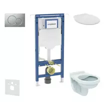 Geberit Duofix potinkinio modulio komplektas, Alpha WC su dangčiu ir Sigma01 nuleidimo mygtuku, matinis chromas SANI11CD2103