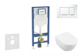 Geberit Duofix potinkinis elementas, Subway 2.0 WC su minkšto uždarymo dangčiu ir Sigma30 nuleidimo mygtuku, baltas / blizgus chromas SANI11CK3112