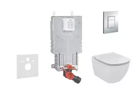 Grohe Uniset - Komplektas: Potinkinis rėmas, unitazas ir sėdynė Ideal Standard Tesi, mygtukas Skate Cosmopolitan, chromas 38643SET-KF