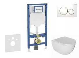 Geberit Duofix - potinkinio modulio komplektas, WC Oudee su švelnaus uždarymo dangčiu ir Sigma20 nuleidimo mygtuku, baltas / auksinis SANI11CA3133B