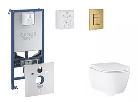 Grohe Rapid SLX - Pakabinamo elemento komplektas, WC su švelnaus uždarymo dangčiu ir Skate Cosmopolitan nuleidimo mygtuku, šukuotas Cool Sunrise SANI11BB4116
