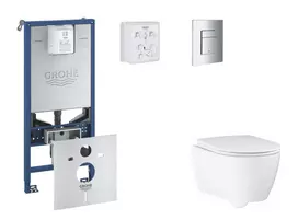 Grohe Rapid SLX - Potinkinių bakelių komplektas, WC su minkšto uždarymo dangčiu ir Skate Cosmopolitan nuleidimo mygtuku, chromuotas SANI11BB2110