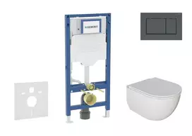 Geberit Duofix potinkinio modulio komplektas, WC Oudee su minkšto uždarymo dangčiu ir Sigma30 nuleidimo mygtuku, juoda matinė/juoda SANI11CA5104B