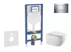 Geberit Duofix - potinkinio modulio komplektas, Gaia WC su švelnaus uždarymo dangčiu ir Sigma30 nuleidimo mygtuku, chromuotas / matinis chromas SANI11CA1133B