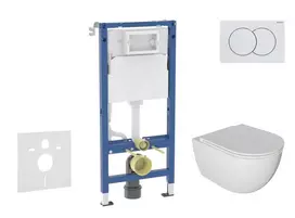 Geberit Duofix potinkinio modulio komplektas, WC Oudee su minkšto uždarymo dangčiu ir Delta01 nuleidimo mygtuku, Alpių baltumo SANI11CA3116B